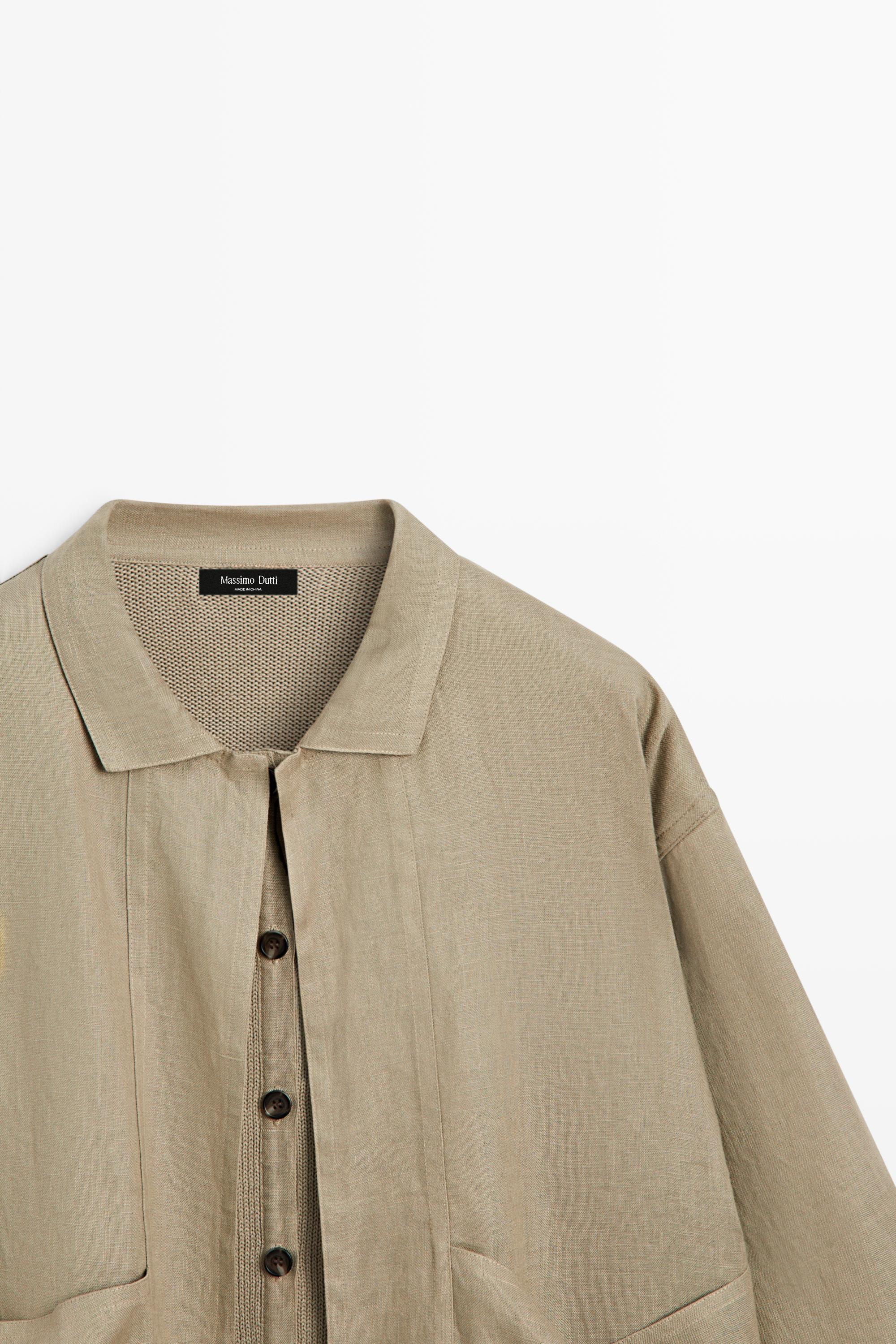 Cotton linen blend cardigan with pockets